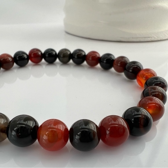 AUTUMN Colored Agate Beaded Stretch Bracelet - Picture 7 of 14